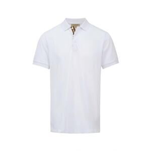 NEW BURBERRY men's cotton collared polo shirt in white